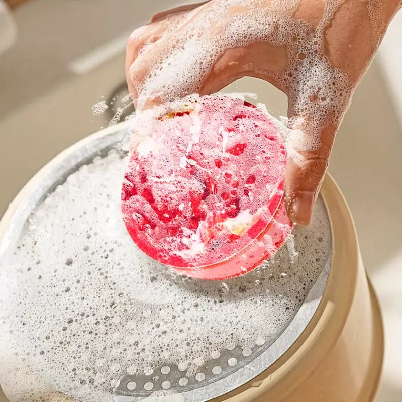 Trijų sluoksnių indų plovimo kempinė su vaisių raštu