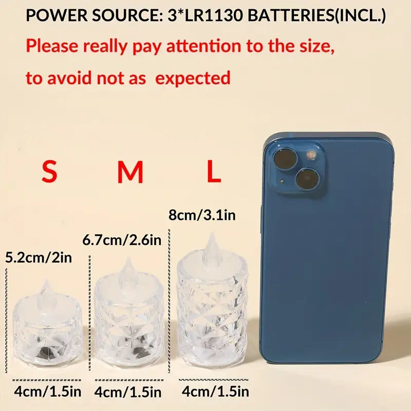 Kristalinės liepsnos neturinčios žvakės lemputės