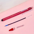 0,7 mm mėlyni geliniai rašikliai su auksine tekstūruota korpuso danga, skirti mokymuisi ir biuro darbui.