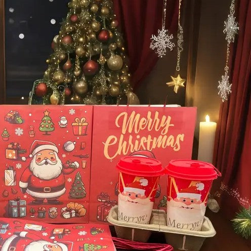 Daugkartinio naudojimo puodelis Kalėdoms su dangteliu ir šiaudeliu