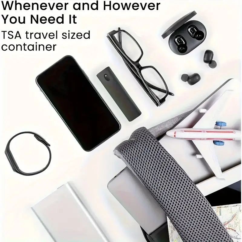 2-in-1 itin smulkių pluoštų purškimo buteliukas mobiliesiems telefonams, kompiuteriams, akiniams