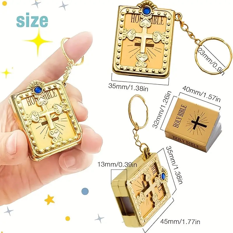 Miniatiūrinis Biblijos pakabukas su nuimamu raktų žiedu