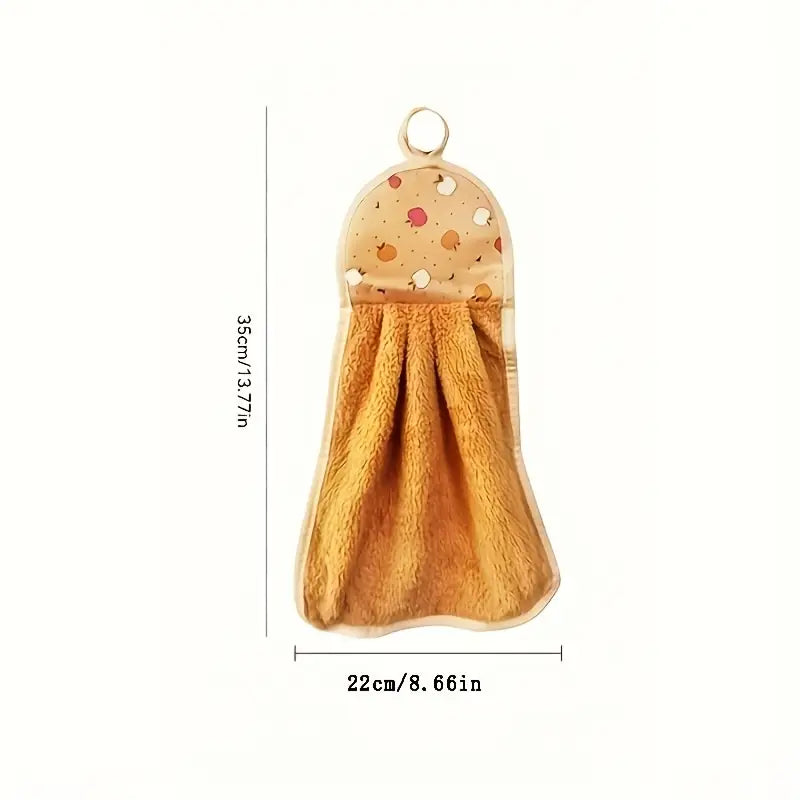 Indų plovimo kempinės, minkšti koralinio fliso rankšluosčiai su mielais vaisių raštais.