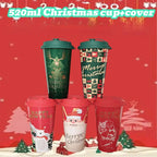 Daugkartinio naudojimo puodelis Kalėdoms su dangteliu ir šiaudeliu